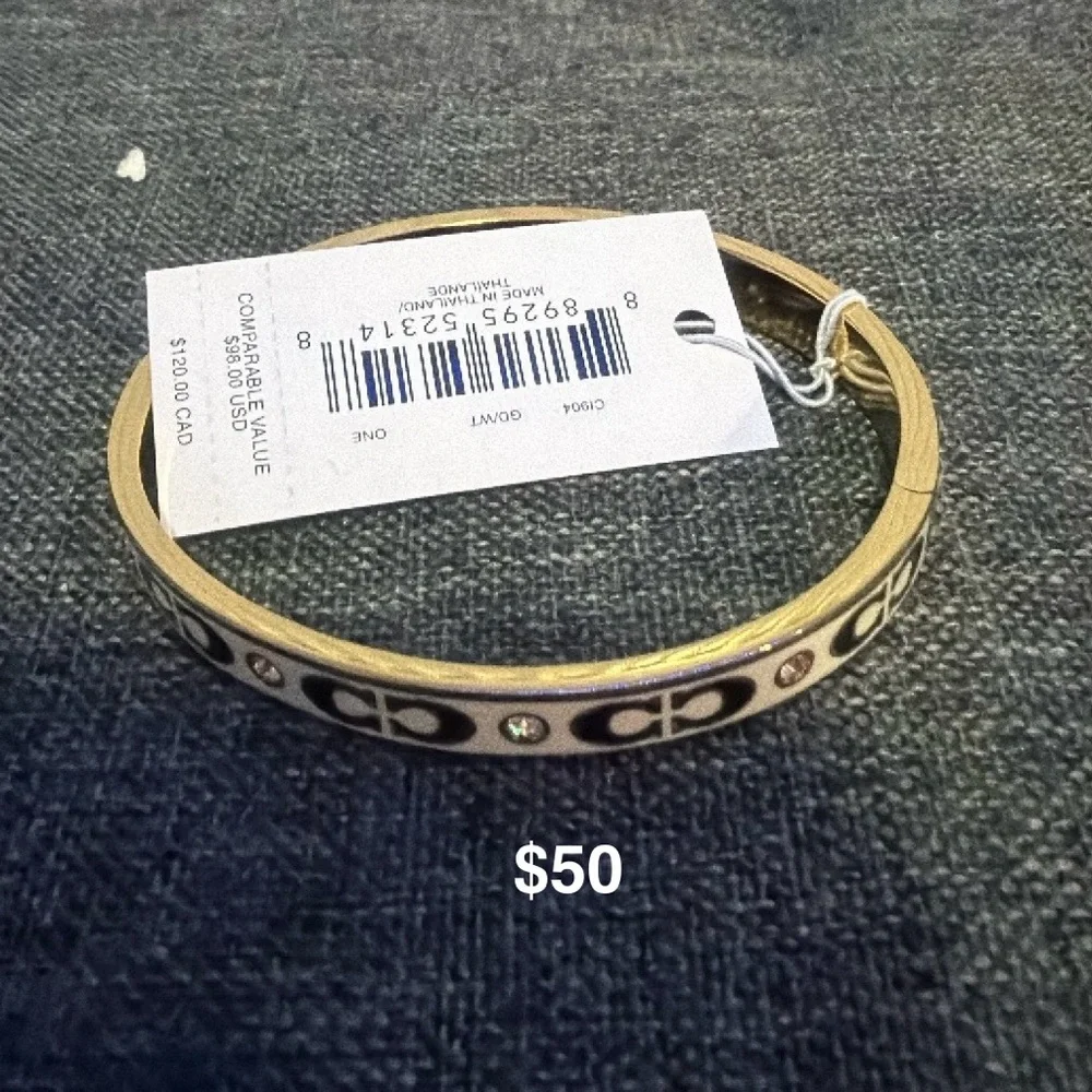 Coach Gold-Tone Bangle with Crystal Accents - Picture 3 of 4